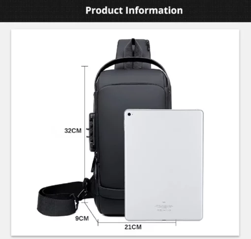 Водоотпорен ранец USB Sling против кражба