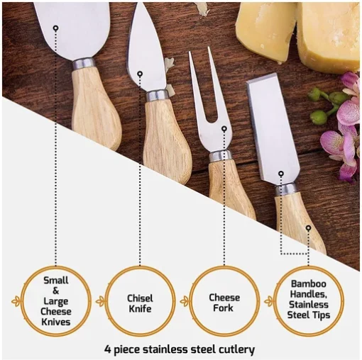 Bamboo Cheese Board da Cutlery Set