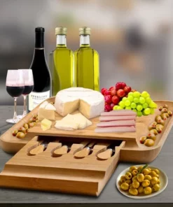 Bamboo Cheese Board and Cutlery Set