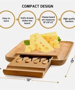 Bamboo Cheese Board and Cutlery Set