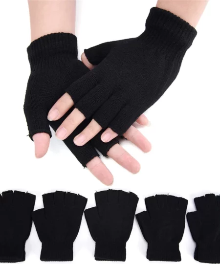 Black Half Finger less Gloves