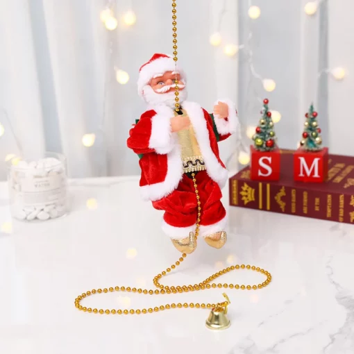 خوشگوار کرسمس کی سجاوٹ کے لئے میوزیکل رسی چڑھنے والا سانتا