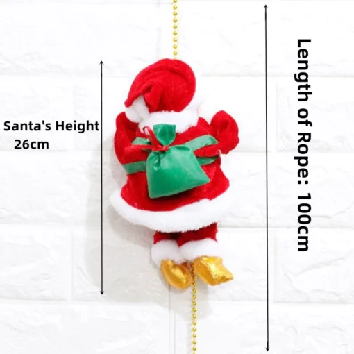 Père Noël grimpant à la corde musicale pour un décor de Noël joyeux