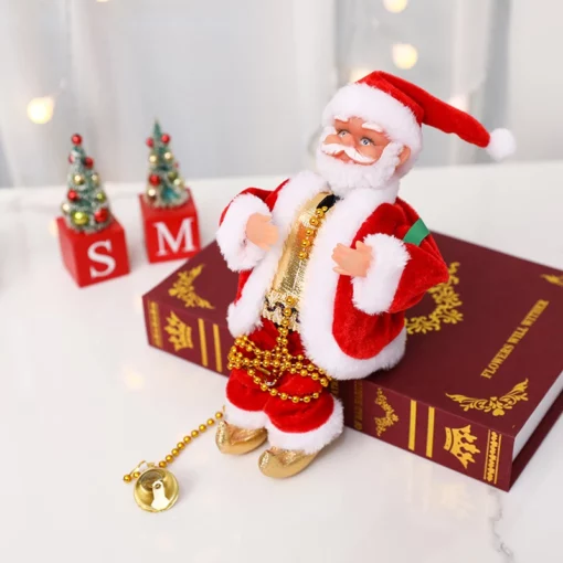 Музычны Санта, які лазіць па вяроўках, для вясёлага каляднага дэкору