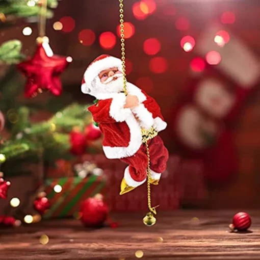 Djed Mraz koji se penje po užetu za vesele božićne dekoracije