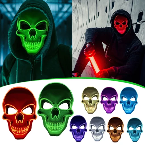 ʻO Halloween LED Glowing Skull Mask