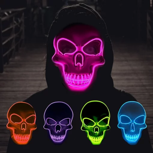 Halloweenowa świecąca maska ​​czaszki LED