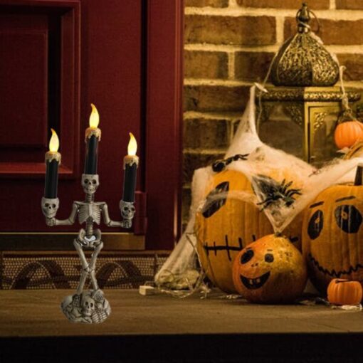 Страшни скелетни светлини на свещи за Хелоуин
