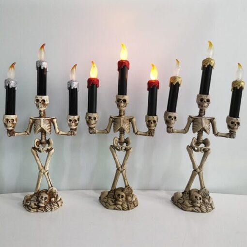 Страшни скелетни светлини на свещи за Хелоуин
