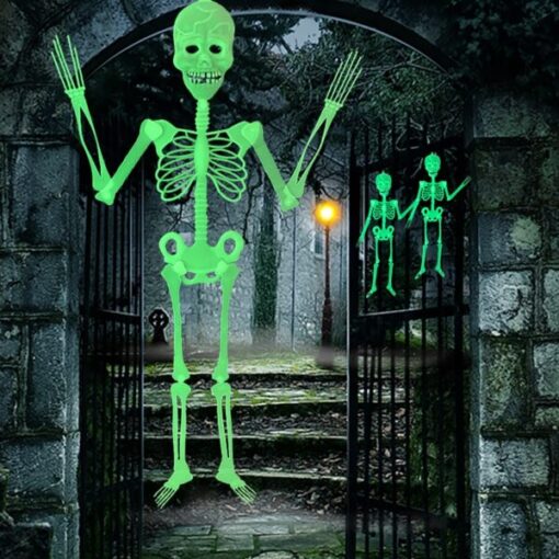 Halloween Luminous Skeleton Mlango Mapambo