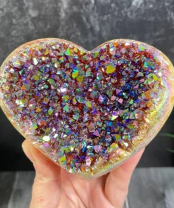 Heart Shaped Rainbow Crystal Cluster