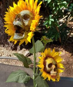 Halloween Scary Sunflower Skull