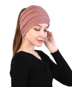 Knitted Woolen Ponytail Hat