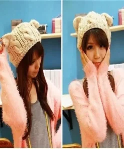 3D Knitted Cat Ear Beanie Cap