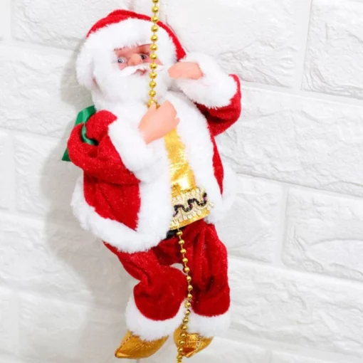 Музички Дедо Мраз качување на јаже за весел Божиќен декор