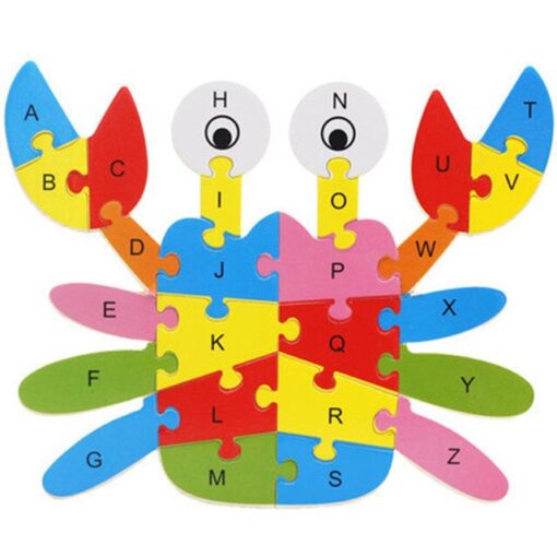 Otroška lesena sestavljanka živali z abecedo