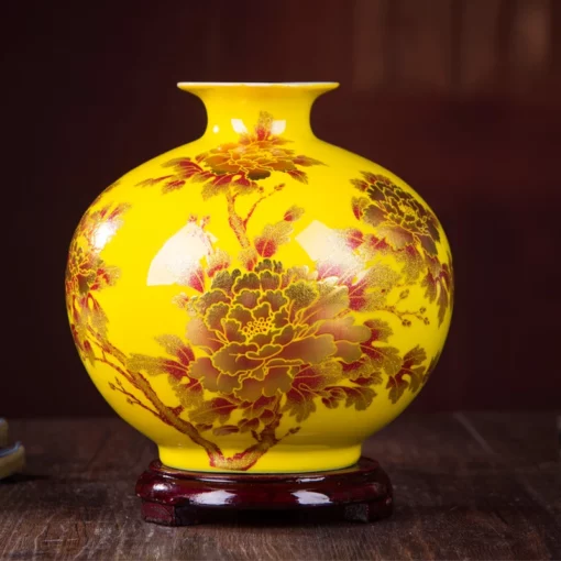 Нова жълта ваза за цветя в китайски стил