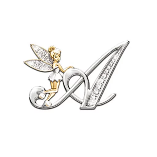 Nowa metalowa luksusowa broszka z literą anioła