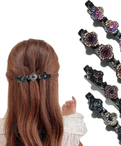Sparkling Crystal Stone Braided Hair Clips