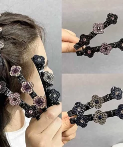 Sparkling Crystal Stone Braided Hair Clips