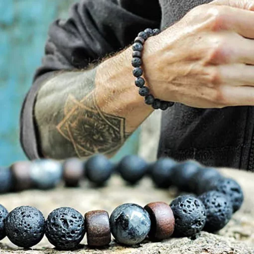 Vulkanische stenen armband voor boeddhistisch geschenk