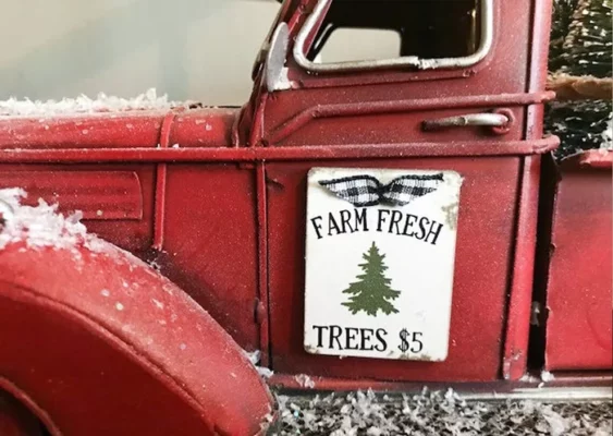 Red Farm Truck Christmas Centerpiece