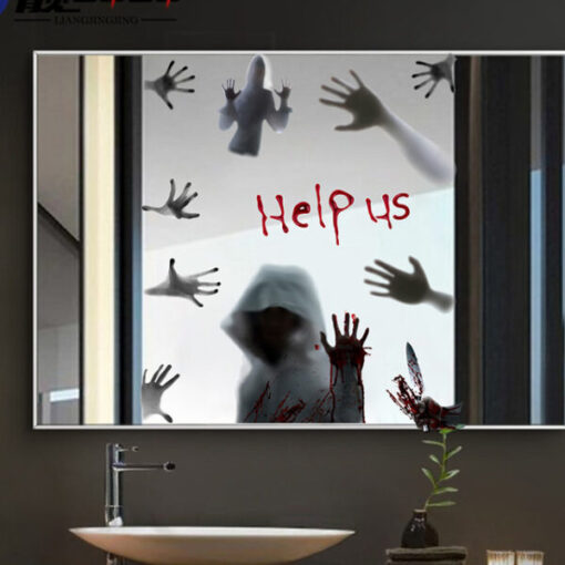 Страшен призрак Хелоуин стикер за прозорец