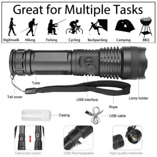LED gbigba agbara Tactical lesa flashlight 90000 High Lumens
