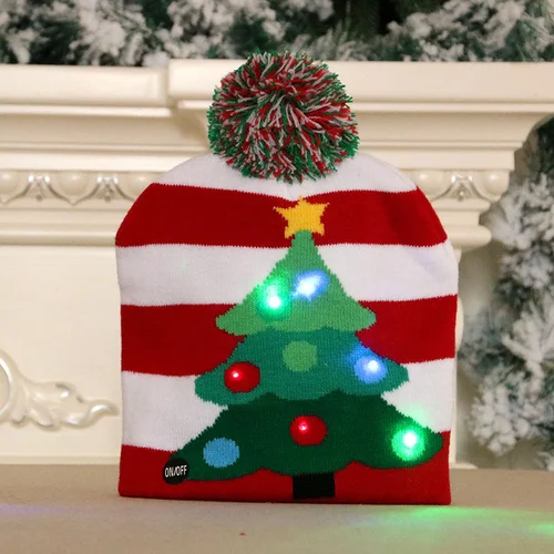 Рождественские вязаные шапочки со светодиодной подсветкой
