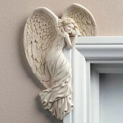 Marc de porta Escultura d'ala d'àngel Decoració de paret retro Marc Àngel