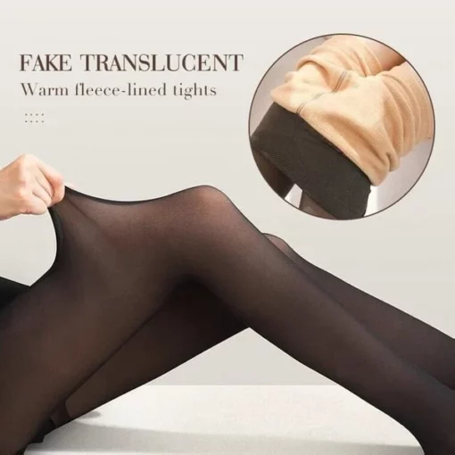 Flawless Legs Fake Translucent Warm Plush Lined Elastic Cozy Tights