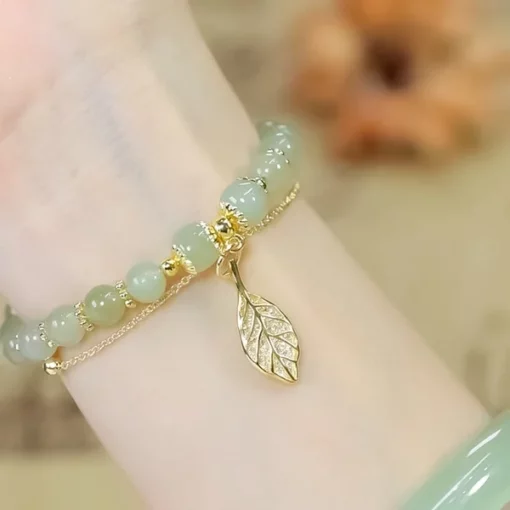 Hetian Jade Gold Leaf Armband