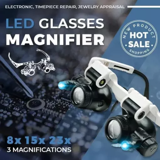 LED မျက်မှန် Magnifier 8x 15x 23x