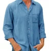 Mens Denim Long Sleeve Button Down Shirt