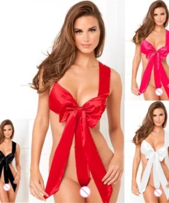 Women's sexy lingerie with red bow