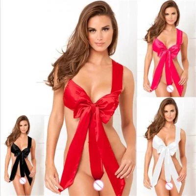 Women's sexy lingerie with red bow