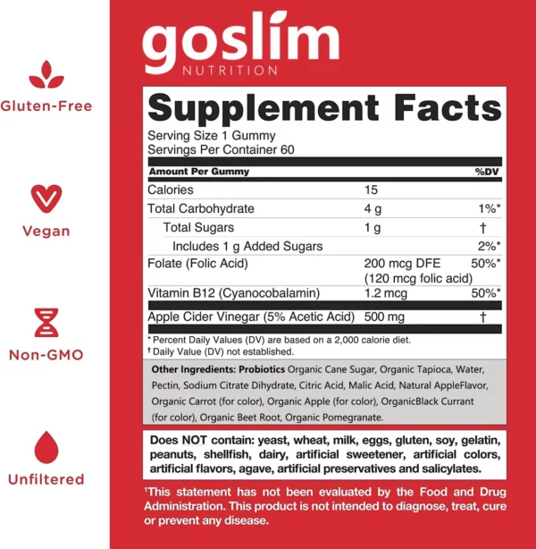 GoSlim™ Apple Cider Vinegar Slimming Probiotic Gummies - Image 5