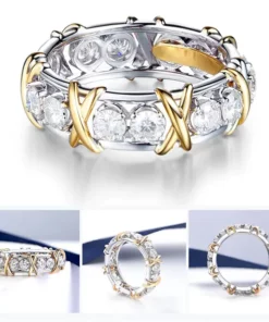 Gold-Plated Dichroic Inlaid Zircon Ring