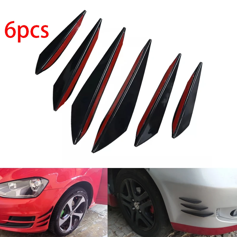 6pcs Universal Rubber Car Front Bumper Lip Protector Rear Diffuser Black Carbon Fiber Spoiler Splitter Wing Protection Guard - Image 5