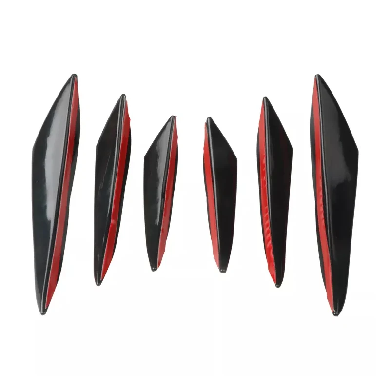 6pcs Universal Rubber Car Front Bumper Lip Protector Rear Diffuser Black Carbon Fiber Spoiler Splitter Wing Protection Guard