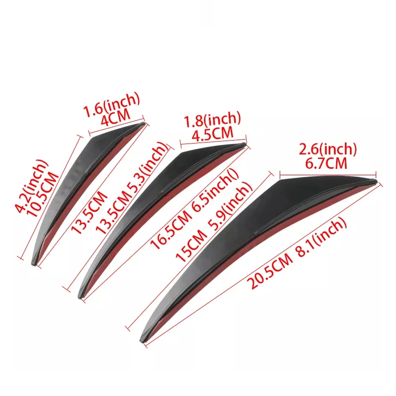 6pcs Universal Rubber Car Front Bumper Lip Protector Rear Diffuser Black Carbon Fiber Spoiler Splitter Wing Protection Guard - Image 6