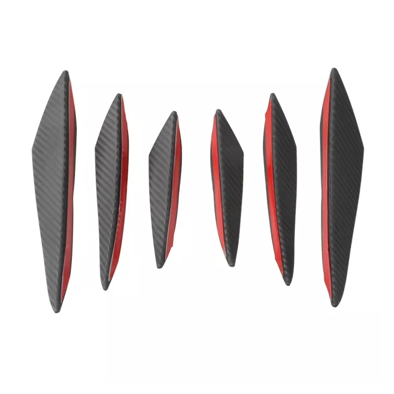 6pcs Universal Rubber Car Front Bumper Lip Protector Rear Diffuser Black Carbon Fiber Spoiler Splitter Wing Protection Guard - Image 2