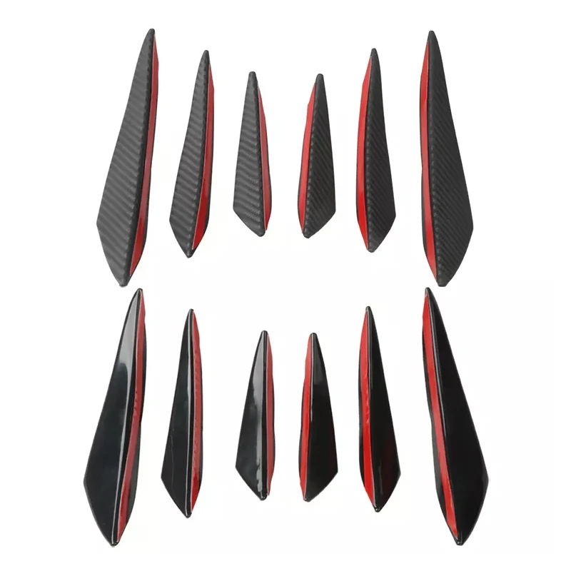 6pcs Universal Rubber Car Front Bumper Lip Protector Rear Diffuser Black Carbon Fiber Spoiler Splitter Wing Protection Guard - Image 3