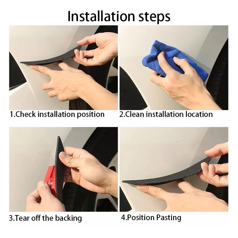 6pcs Universal Rubber Car Front Bumper Lip Protector Rear Diffuser Black Carbon Fiber Spoiler Splitter Wing Protection Guard - Image 7