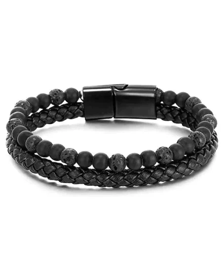 Human+ Pro Magnetic Buckle Natural Lava Volcanic Stone Beaded Bracelet