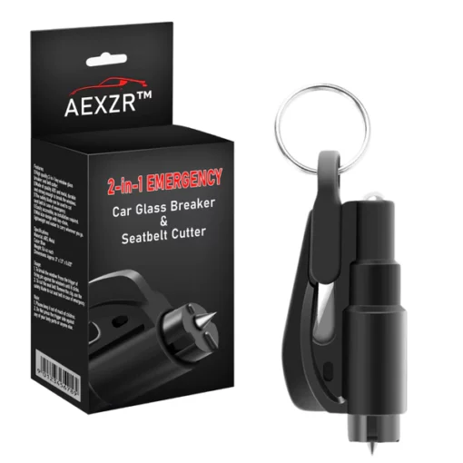 AEXZR™ 2-इन-1 आपातकालीन कार ग्लास ब्रेकर और सीटबेल्ट कटर