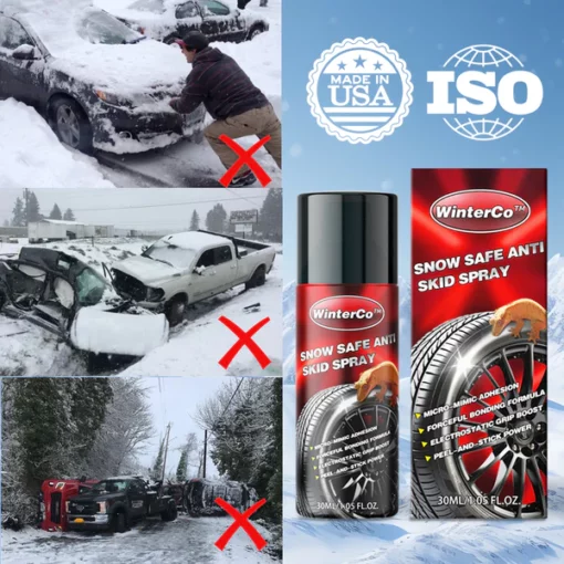 WinterCo™ високотехнологичен спрей против хлъзгане за автомобилни гуми, безопасен от сняг