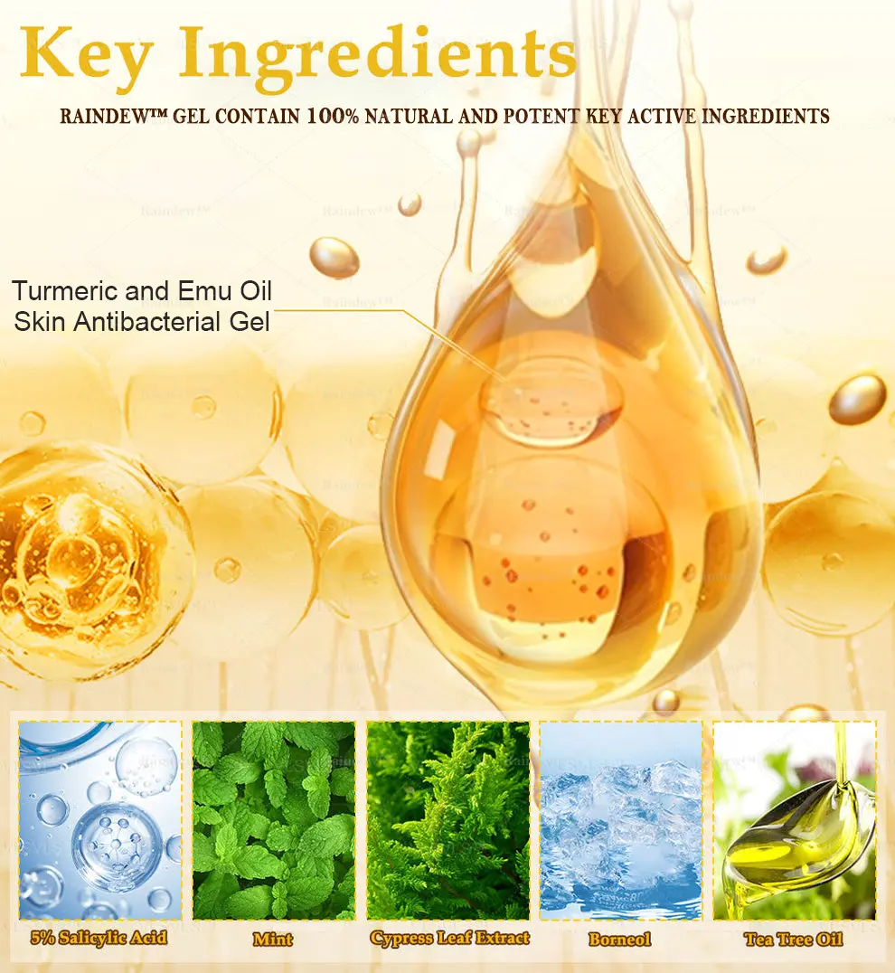 Raindew™ Turmeric and Emu Oil Skin Antibacterial Gel