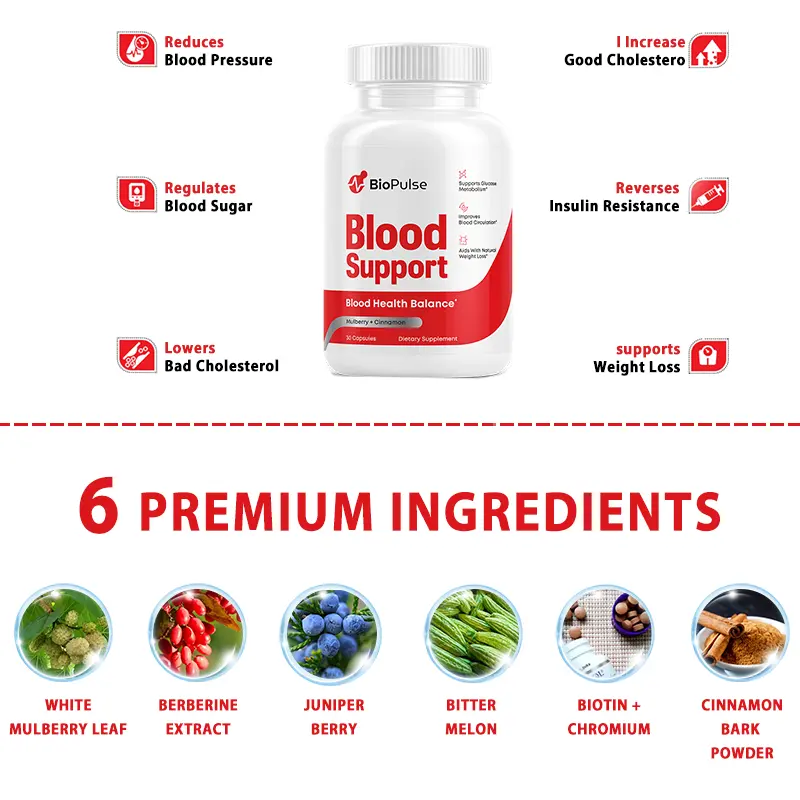 BioPulse Blood Support, Advanced Formula for Blood Sugar Balance, Natural, Safe, Zero Side Effect, FDA Approved