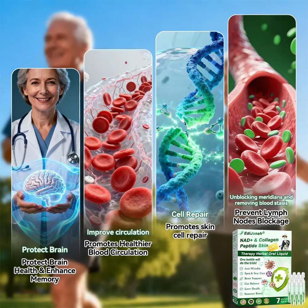 EdiJonah® NAD+ & Collagen Peptide Skin Therapy 8-in-1 Herbal Oral Liquid